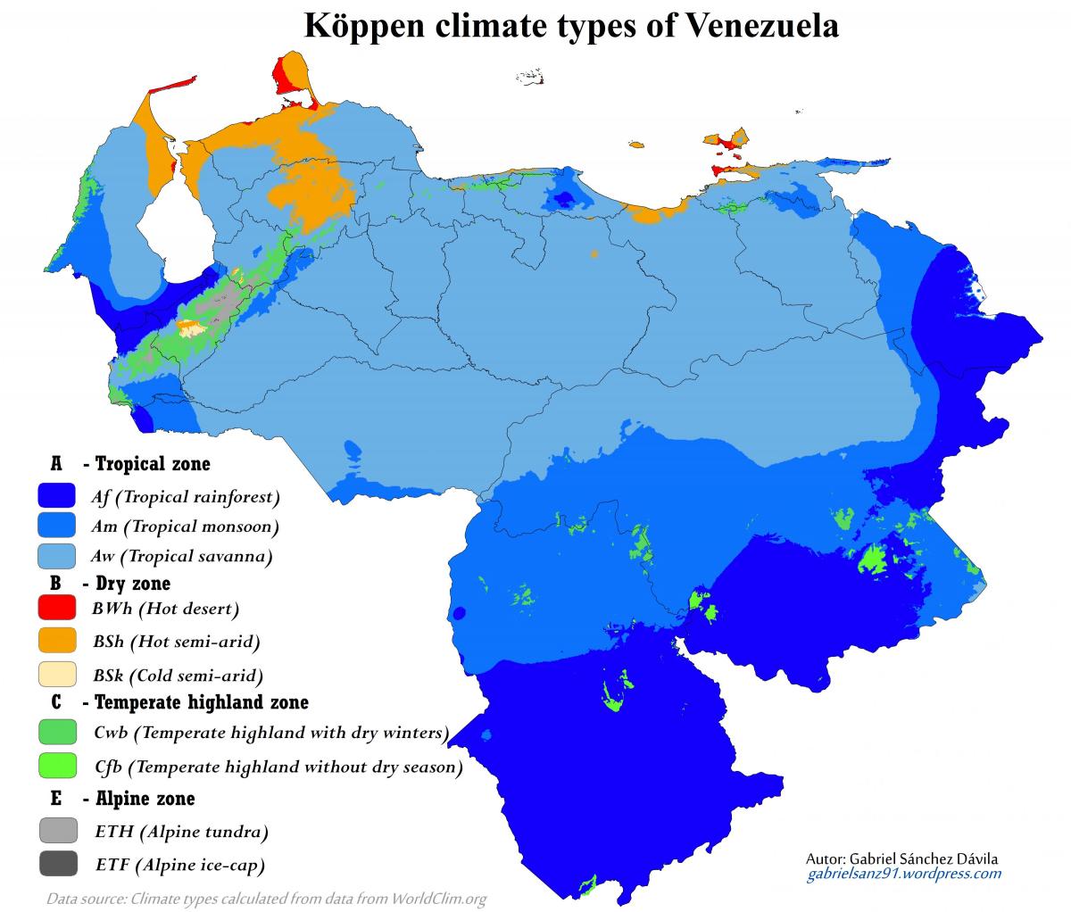 کا نقشہ وینزویلا آب و ہوا
