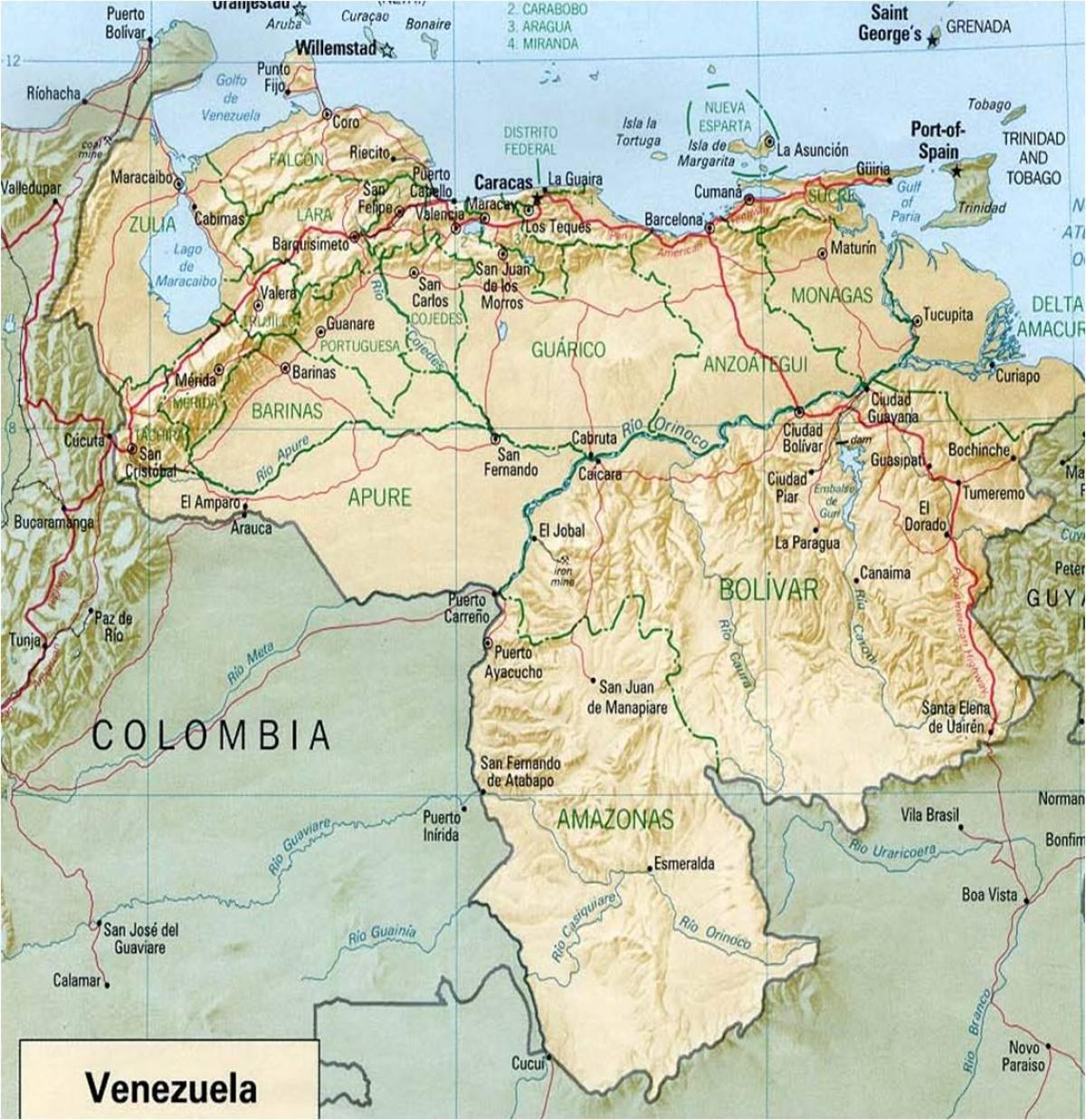 کا نقشہ وینزویلا دریا