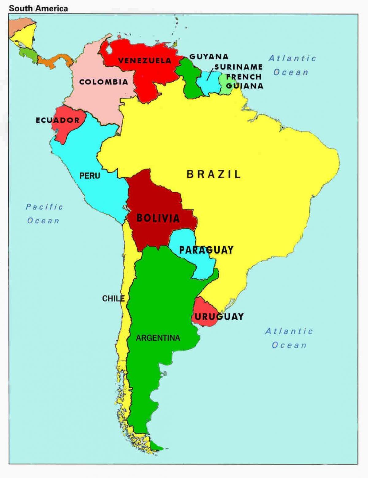 کا نقشہ وینزویلا اور ارد گرد کے ممالک