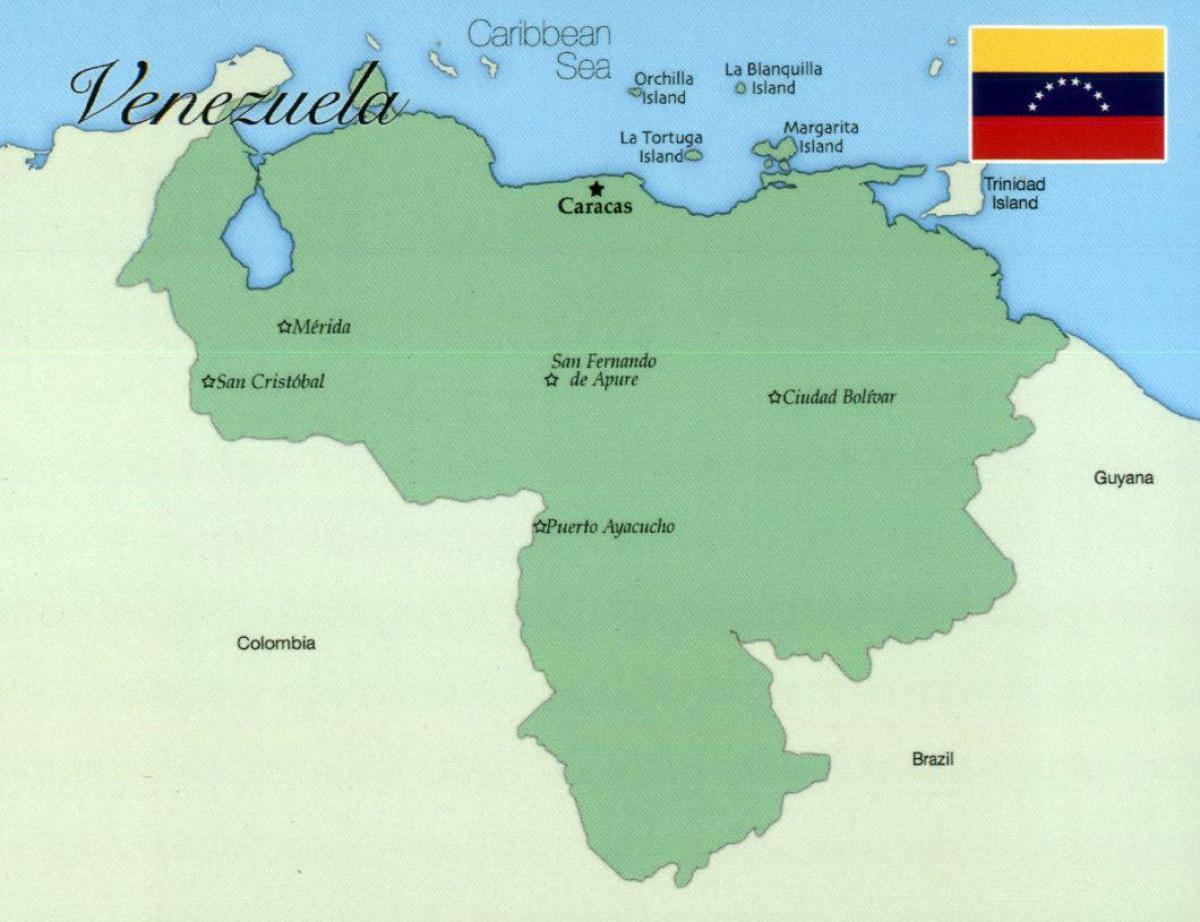 نقشہ وینزویلا کے شہروں کے ساتھ