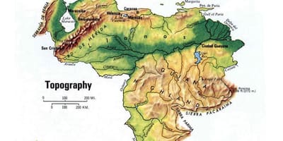 کا نقشہ وینزویلا topographic